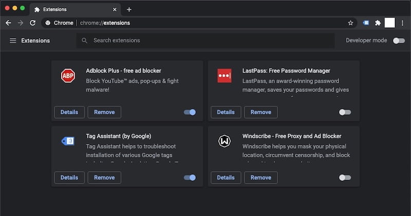 Cách tắt các tiện ích mở rộng của Google Chrome