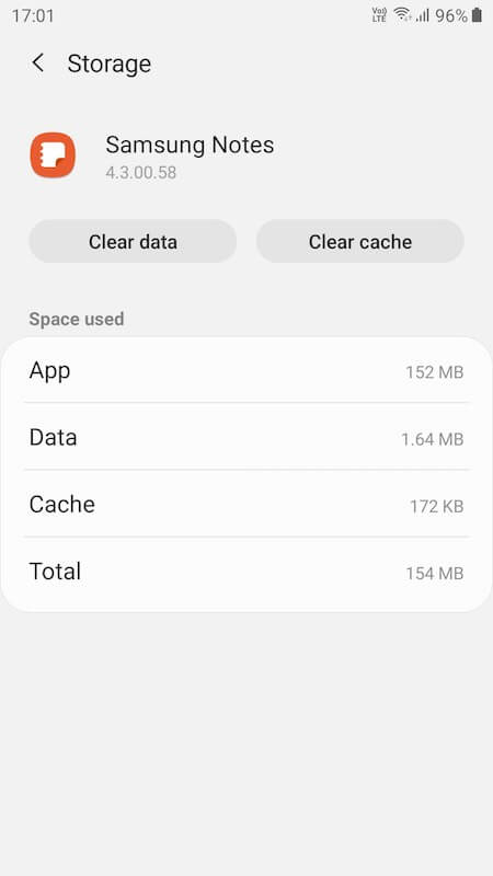 Cách xóa bộ nhớ cache trong ứng dụng Samsung Notes