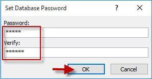 Đặt lại mật khẩu cơ sở dữ liệu mới