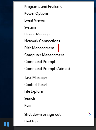 Mở Menu Power User và chọn Disk Management.