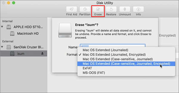 Mã hóa ổ USB trong Disk Utility