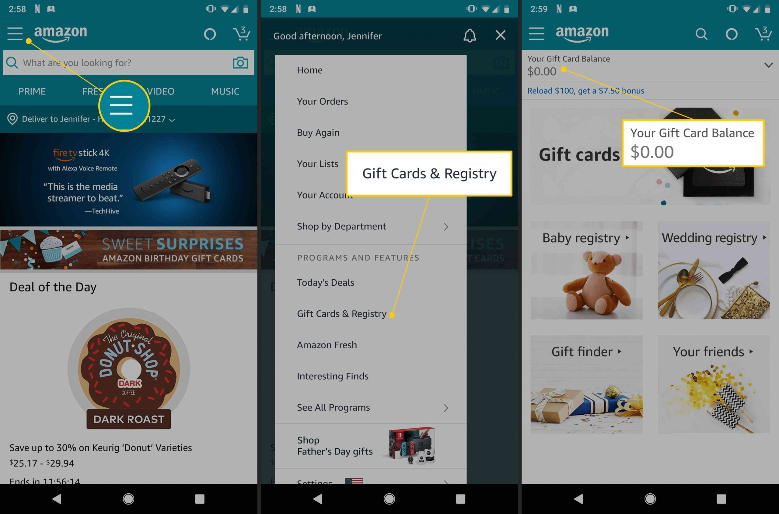 Kiểm tra số dư thẻ quà tặng Amazon bằng ứng dụng