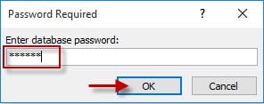 Nhập mật khẩu cơ sở dữ liệu