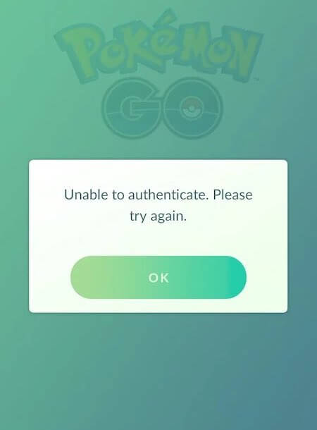 Pokemon-Go-Đăng nhập-Lỗi-Không thể xác thực-Vui lòng thử lại