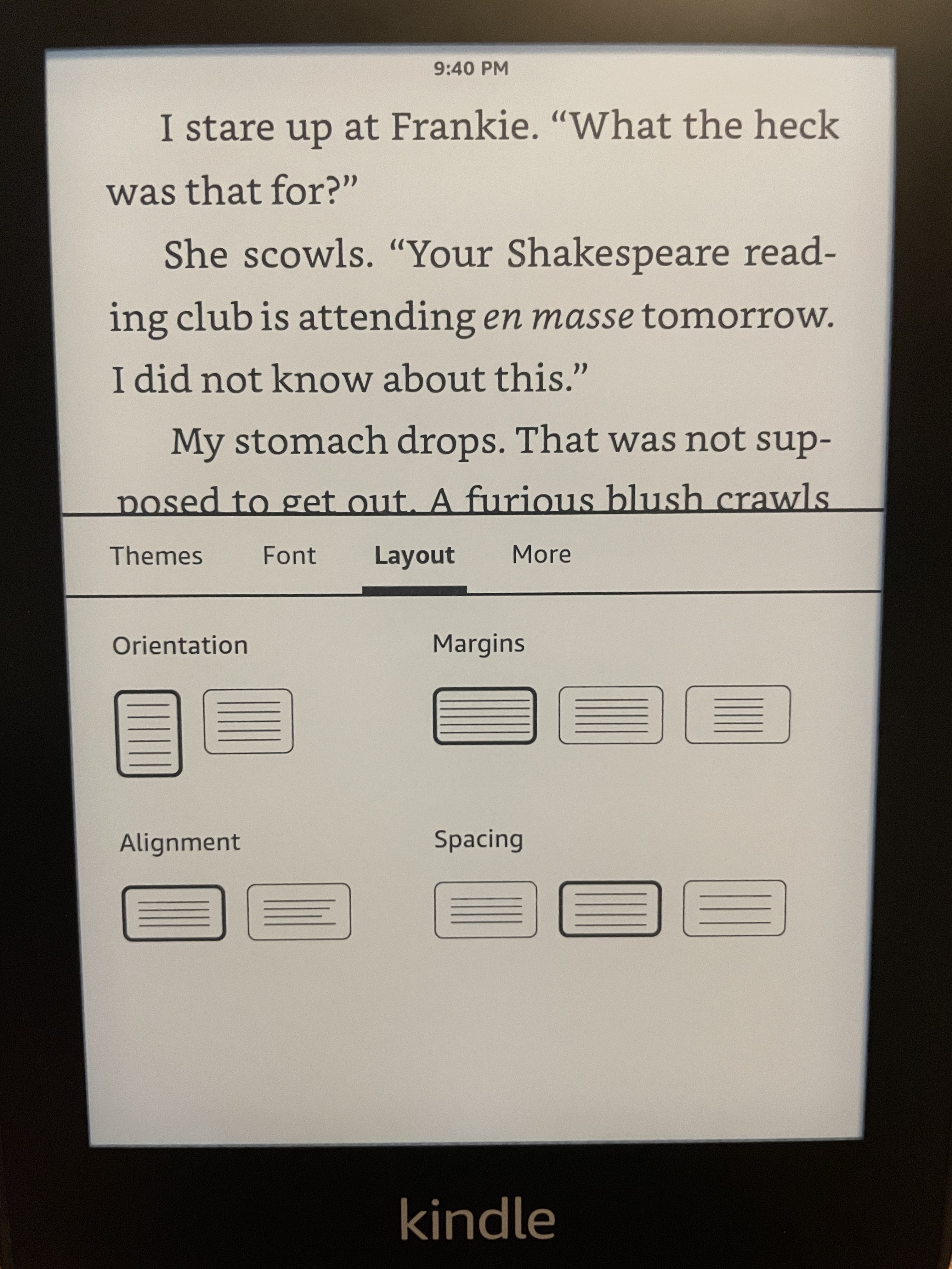 Tùy chọn bố cục trang trên Kindle Paperwhite