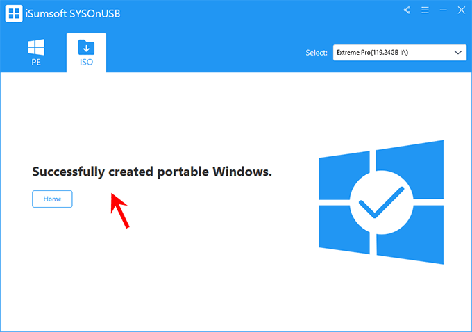 Windows To Go đã được tạo thành công