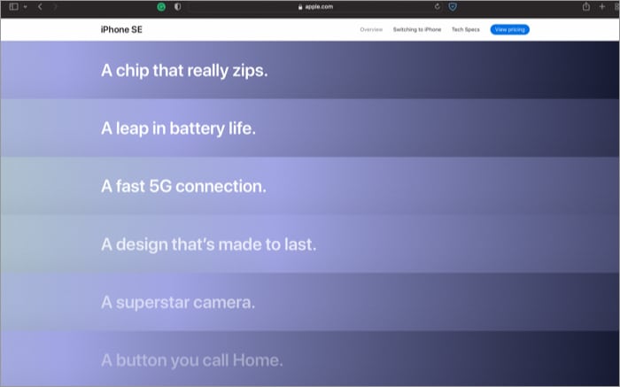 Hình nền iPhone SE 2022 lấy cảm hứng từ trang web của Apple