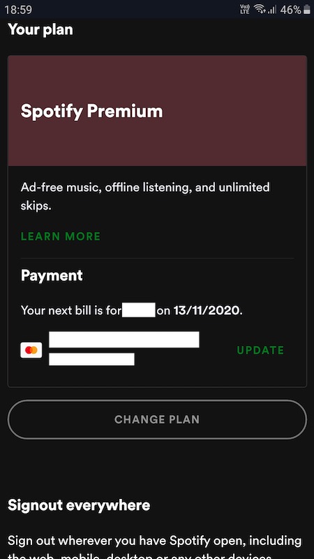 Hủy Spotify Premium trên Android