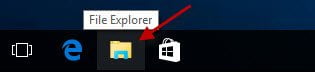 Nhấp vào biểu tượng File Explorer trên thanh tác vụ.