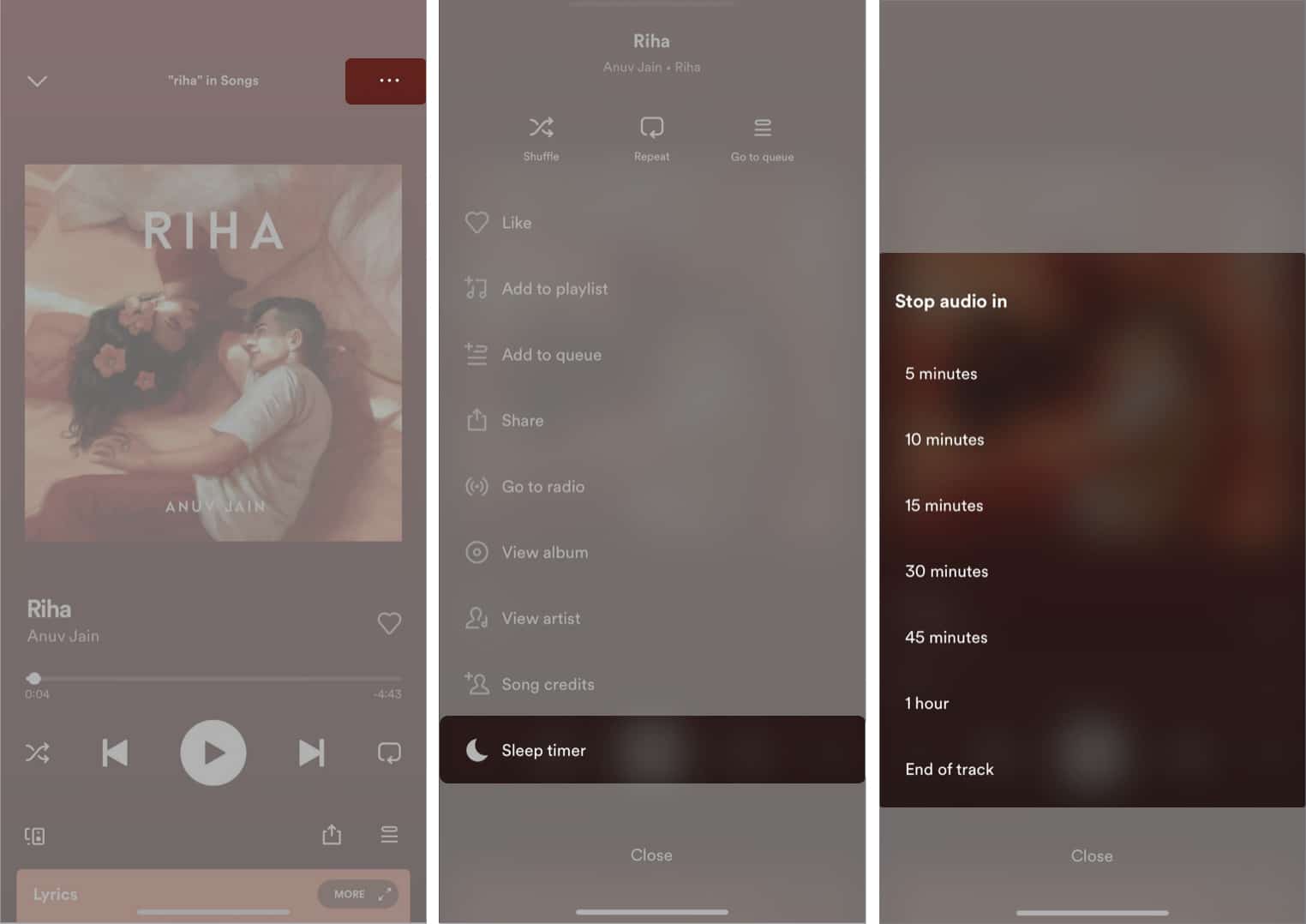 Đặt hẹn giờ ngủ Spotify trên iPhone trong ứng dụng