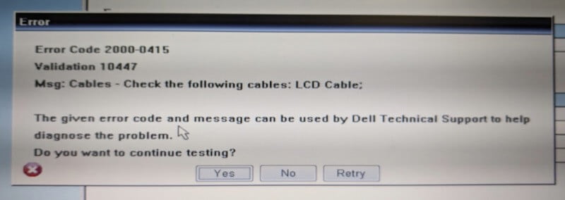 Mã Fix-Cable-Error-2000-0415-on-Dell Máy tính xách tay và máy tính để bàn