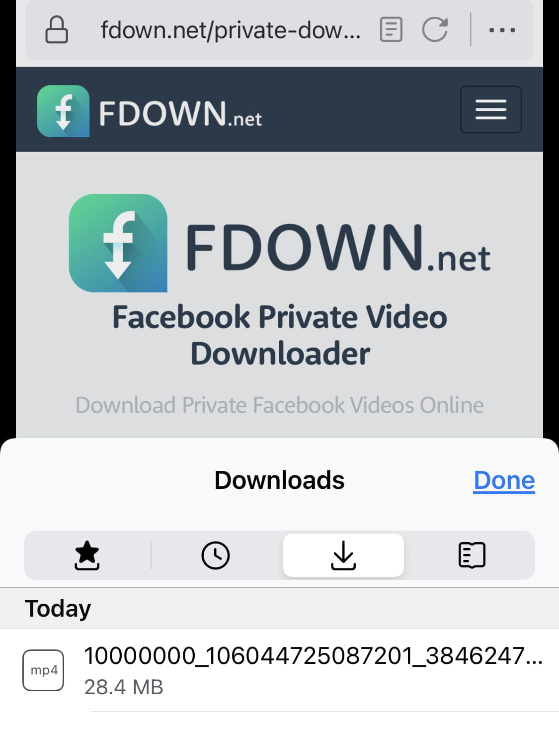 Fdown.net trong Firefox di động