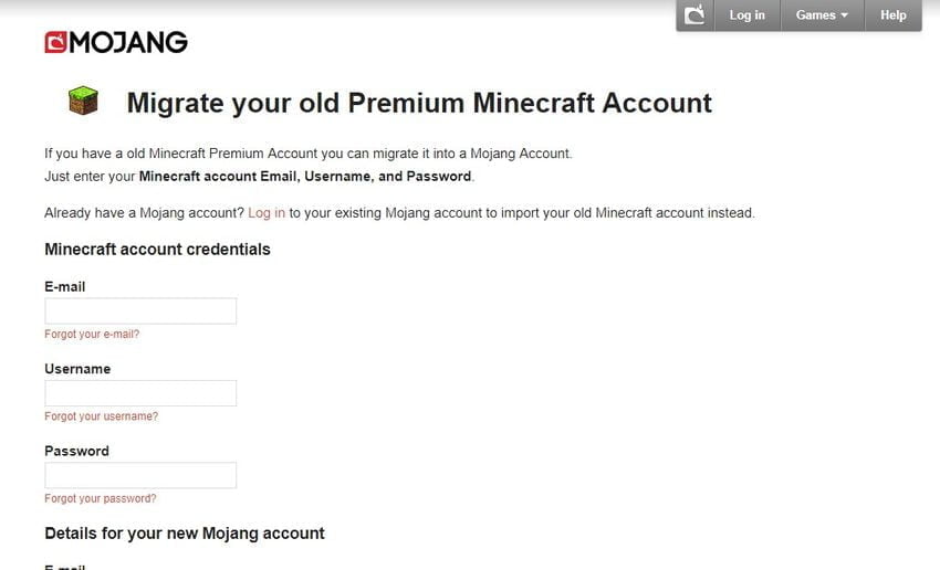 Di chuyển tài khoản Minecraft trả phí cũ của bạn