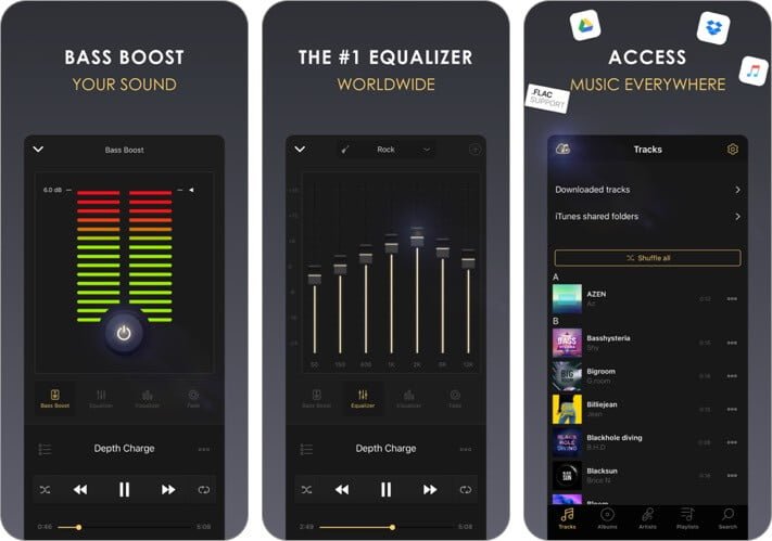 bộ chỉnh âm + ảnh chụp màn hình ứng dụng trình phát nhạc HD cho iPhone và iPad